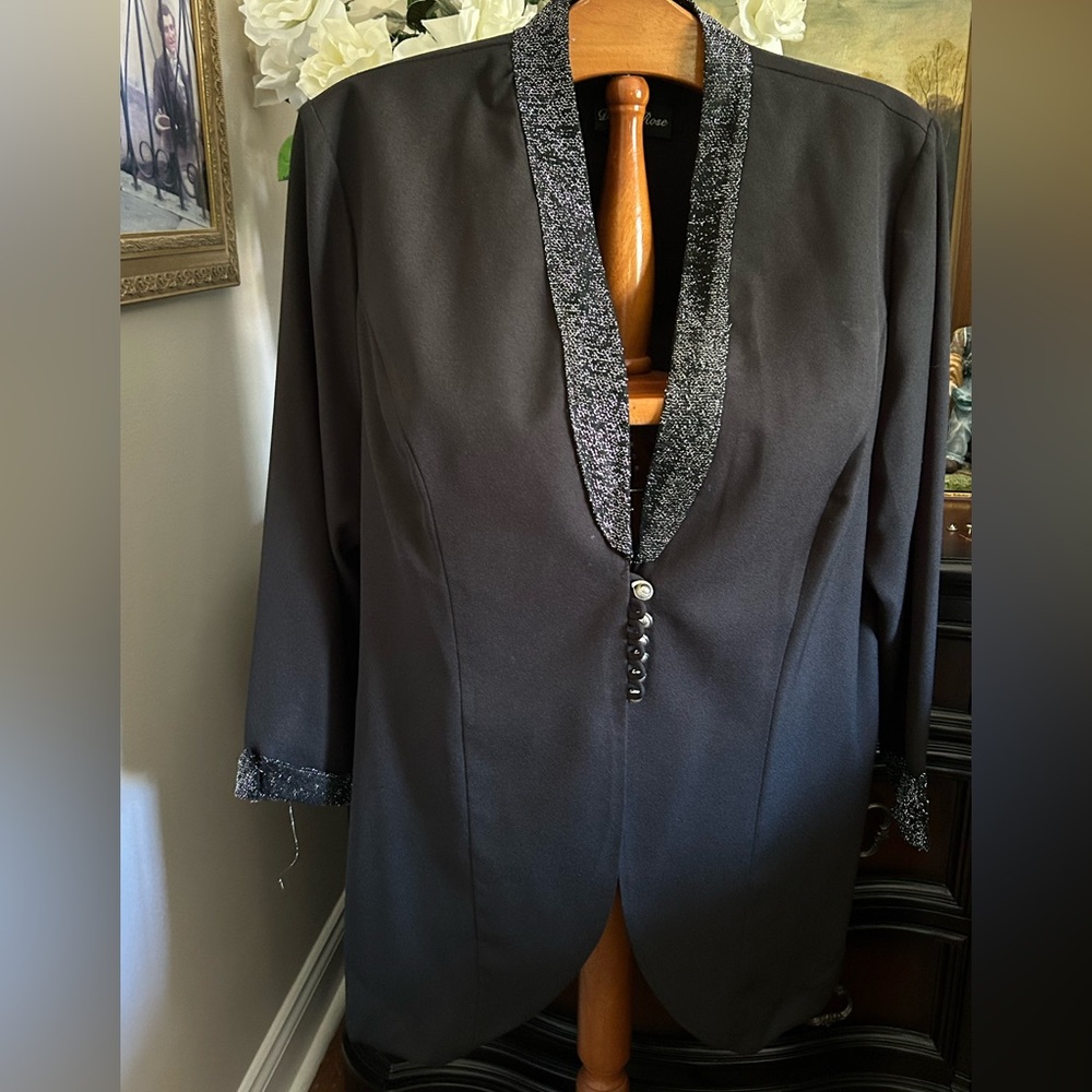 David Rose Vintage women’s black top blouse light blazer may  fit Sz 1X